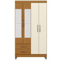 Ver imagem 3 de Guarda Roupa Âmbar Solteiro 4 Portas com Espelho Albatroz Cinamomo/off White