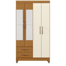 Guarda Roupa Âmbar Solteiro 4 Portas com Espelho Albatroz Cinamomo/off White - 3