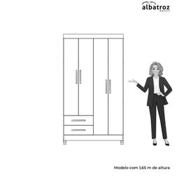 Guarda Roupa Âmbar Solteiro 4 Portas com Espelho Albatroz Cinamomo/off White - 7