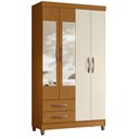 Ver imagem 1 de Guarda Roupa Âmbar Solteiro 4 Portas com Espelho Albatroz Cinamomo/off White