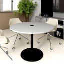 Ver imagem 1 de Mesa de Reunião Redonda 110cm com Plug Tomada F5 Office Cor:cinza Sagrado com Preto