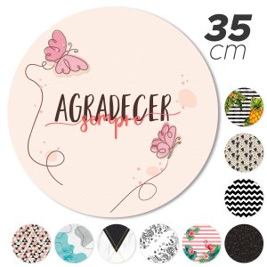 Kit 8 Peças Jogo Americano Base Redonda Mdf 0,35cm X 0,35cm Sousplat Mesa Posta Cozinha Gratidão
