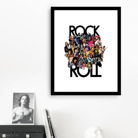 Quadro As Lendas do Rock - 60x48cm:madeira Branca