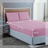 Kit Conjunto Cama Super King Algodão 300 Fios 4 Peças com Elástico e Fronhas:rosa Bebe - 4
