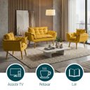 Ver imagem 5 de Kit Namoradeira Decorativa e 2 Poltronas Confortável para Sala Recepção Manicure Alice Suede