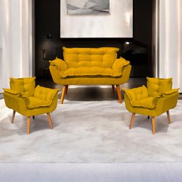 Kit Namoradeira Decorativa + 2 Poltronas Reforçadas Para Amamentação Suede - 1