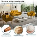 Ver imagem 3 de Kit Namoradeira Decorativa e 2 Poltronas Confortável para Sala Recepção Manicure Alice Suede