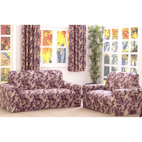 Capa De Sofa Adere Floral Vinho 02 E 03 Lugares