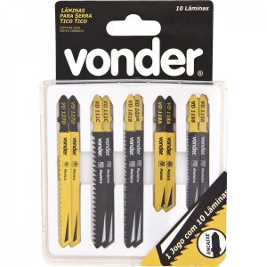 Jogo de lâminas de serra tico-tico com 10 peças Vonder