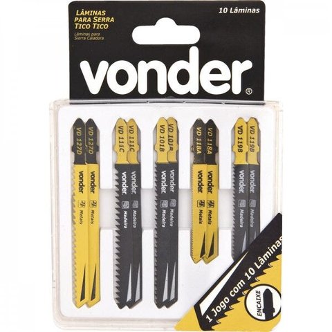 Jogo de lâminas de serra tico-tico com 10 peças Vonder