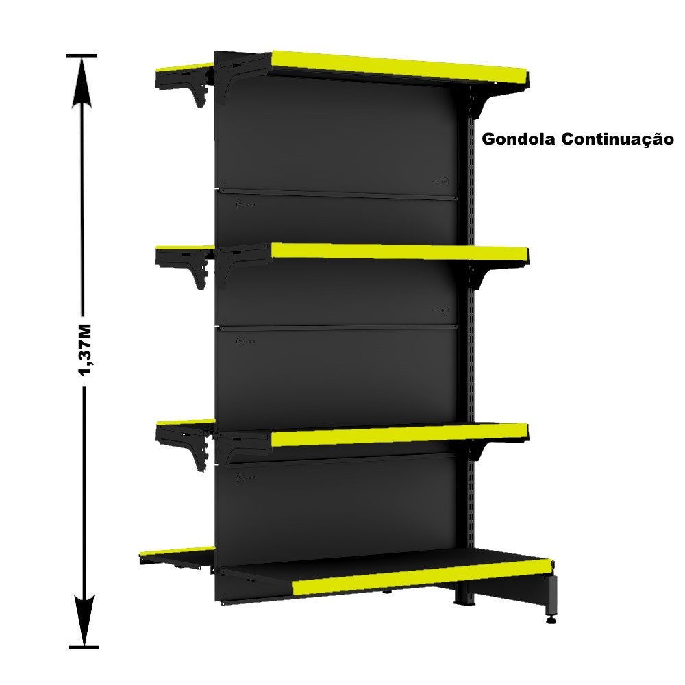 Gondola Centro 137 Fit Ate 4 Metros Preto 32 Bandeja Pe Amarelo - 3