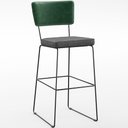 Ver imagem 3 de Kit 05 Banqueta Alta Sala Jantar Fixa Allana L02 Facto Verde Musgo Linho Cinza Escuro - Lyam Decor