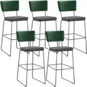 Ver imagem 1 de Kit 05 Banqueta Alta Sala Jantar Fixa Allana L02 Facto Verde Musgo Linho Cinza Escuro - Lyam Decor