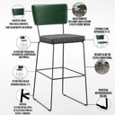 Ver imagem 4 de Kit 05 Banqueta Alta Sala Jantar Fixa Allana L02 Facto Verde Musgo Linho Cinza Escuro - Lyam Decor
