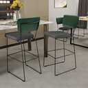 Ver imagem 2 de Kit 05 Banqueta Alta Sala Jantar Fixa Allana L02 Facto Verde Musgo Linho Cinza Escuro - Lyam Decor