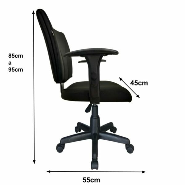 Cadeira B-ONE Giratória com Braços Reguláveis – Cor Preta – MARTIFLEX - 7