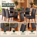 Ver imagem 6 de Conjunto Mesa de Jantar com 6 Cadeiras Estofadas e Tampo de Vidro 160x80x80cm Mel/Cinza