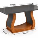 Ver imagem 5 de Conjunto Mesa de Jantar com 6 Cadeiras Estofadas e Tampo de Vidro 160x80x80cm Mel/Cinza