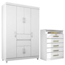 Ver imagem 1 de Kit Guarda Roupa Solteiro 6 Portas Ecom Ii Cômoda Triunfo - Branco