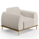 Ver imagem 3 de Kit 02 Poltronas Decorativas Base De Madeira Com Pés D'Ouro Molino D02 Linho Cru C-443 - Lyam Decor