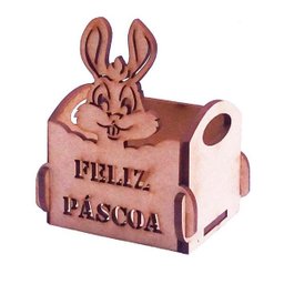 Kit 20 Caixa cestinha 6cm coelhinho feliz pascoa mdf cru - 2