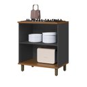 Ver imagem 4 de Balcão com Tampo 2 Portas 80cm para Cozinha Modulada Madri Preto/Freijo/Chumbo