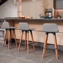 Ver imagem 2 de Banqueta Baixa Linea Aço Preto para Balcao Cozinha Ilha Varanda Gourmet Moderno - Cinza Assento
