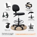 Ver imagem 5 de Cadeira Executiva Caixa Alta NR17 Back System Ergonômica Pistão a Gás Giratória 120kg Preta