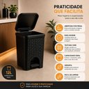 Ver imagem 3 de Lixeira Vime Luxo 12L Preta Cesto Lixo Pedal 12 Litros Rattan Cozinha Banheiro Lavabo Escritorio Res