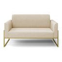 Ver imagem 3 de Sofá Namoradeira Base Industrial Alta Dourado Marisa Suede Bege D03 - D’Rossi