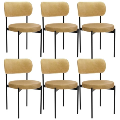 Kit 06 Cadeiras Estofadas para Sala de Jantar Louvre L02 Couríssimo Fendi - Lyam Decor