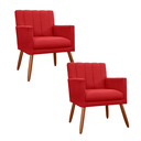 Ver imagem 1 de Kit 2 Poltronas Cadeiras Decorativa para Recepção Cecília Corano Vermelho - Incasa Decor