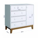 Ver imagem 3 de Cômoda Infantil 1 Porta 4 Gavetas Retrô Completa Móveis