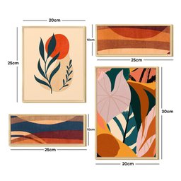 Composição de 4 Quadros Abstrato Boho Laranja Decorativo - 3