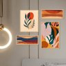 Composição de 4 Quadros Abstrato Boho Laranja Decorativo - 4