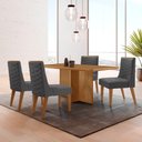 Ver imagem 1 de Mesa Olimpia 120 Mdf com 4 Cadeiras Safira Veludo Grafite/naturalle/naturalle
