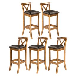 Kit 5 Banquetas Alta para Área Gourmet 36x100 Cm Paris Madeira Maciça Imbuia Facto Preto L72 - RMI - 1