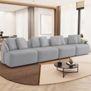 Ver imagem 1 de Sofá 5 Lugares para Sala de Estar Living 388cm Arlo F04 Veludo Cinza - Lyam Decor