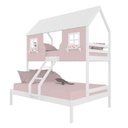 Ver imagem 2 de Beliche Casal/ Solteiro Casinha Encantada Madeira Maciça Rosa/ Branco Megamobilia