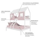 Ver imagem 4 de Beliche Casal/ Solteiro Casinha Encantada Madeira Maciça Rosa/ Branco Megamobilia