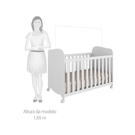 Quarto Bebê com Berço Americano e Cômoda 4 Gavetas e 1 Porta Uli Branco Móveis Peroba - 3