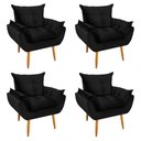 Ver imagem 1 de Kit 4 Poltronas Decorativa Opala Pés Palito Veludo Preto Chamby Móveis