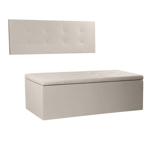 Kit Painel e Calçadeira Baú Solteiro 0,90m Berlim Corano Bege - Pallazio