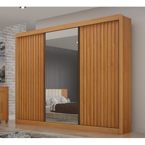 Guarda Roupa Casal com Espelho Ripado Milano - Arbo Design