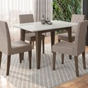Ver imagem 4 de Mesa de Jantar 4 Lugares Tampo com Vidro Cairo Amendoa Off-White