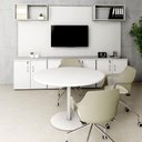 Ver imagem 4 de Mesa de Reunião Circular 110cm Pé Disco Metálico F5 Office Cor:branco