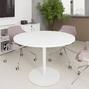 Ver imagem 1 de Mesa de Reunião Circular 110cm Pé Disco Metálico F5 Office Cor:branco