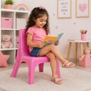 Ver imagem 6 de Cadeira Infantil Rosa Cadeirinha Estudo Meninas Banqueta com Encosto Multiuso Empilhavel Escola Quar