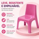 Ver imagem 2 de Cadeira Infantil Rosa Cadeirinha Estudo Meninas Banqueta com Encosto Multiuso Empilhavel Escola Quar