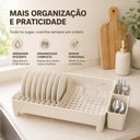 Ver imagem 3 de Escorredor de Louças para 8 Pratos com Porta Talheres Organizador de Pia Plástico Multiuso